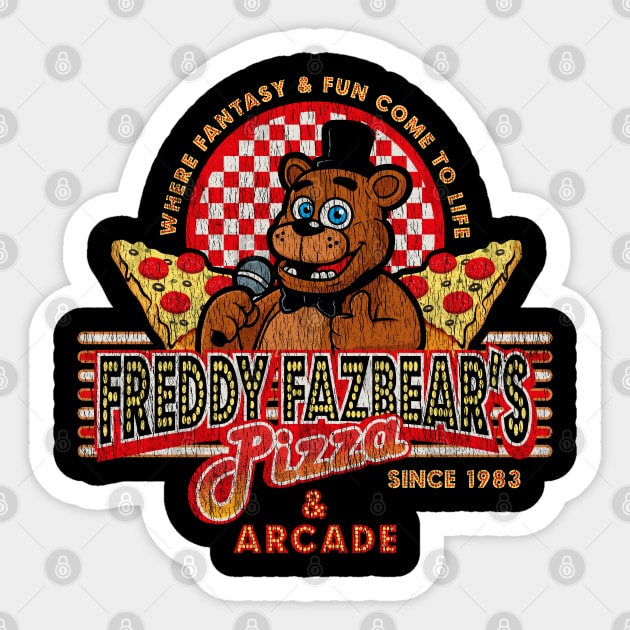 Freddy Fazbear's Pizza Since 1983 Worn Out Sticker by Alema Art